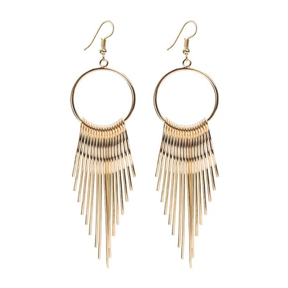 NEW! Beautiful Metal Long Tassel Earrings Gold or Silver Dangle Earrings - GIFT - Picture 2 of 3